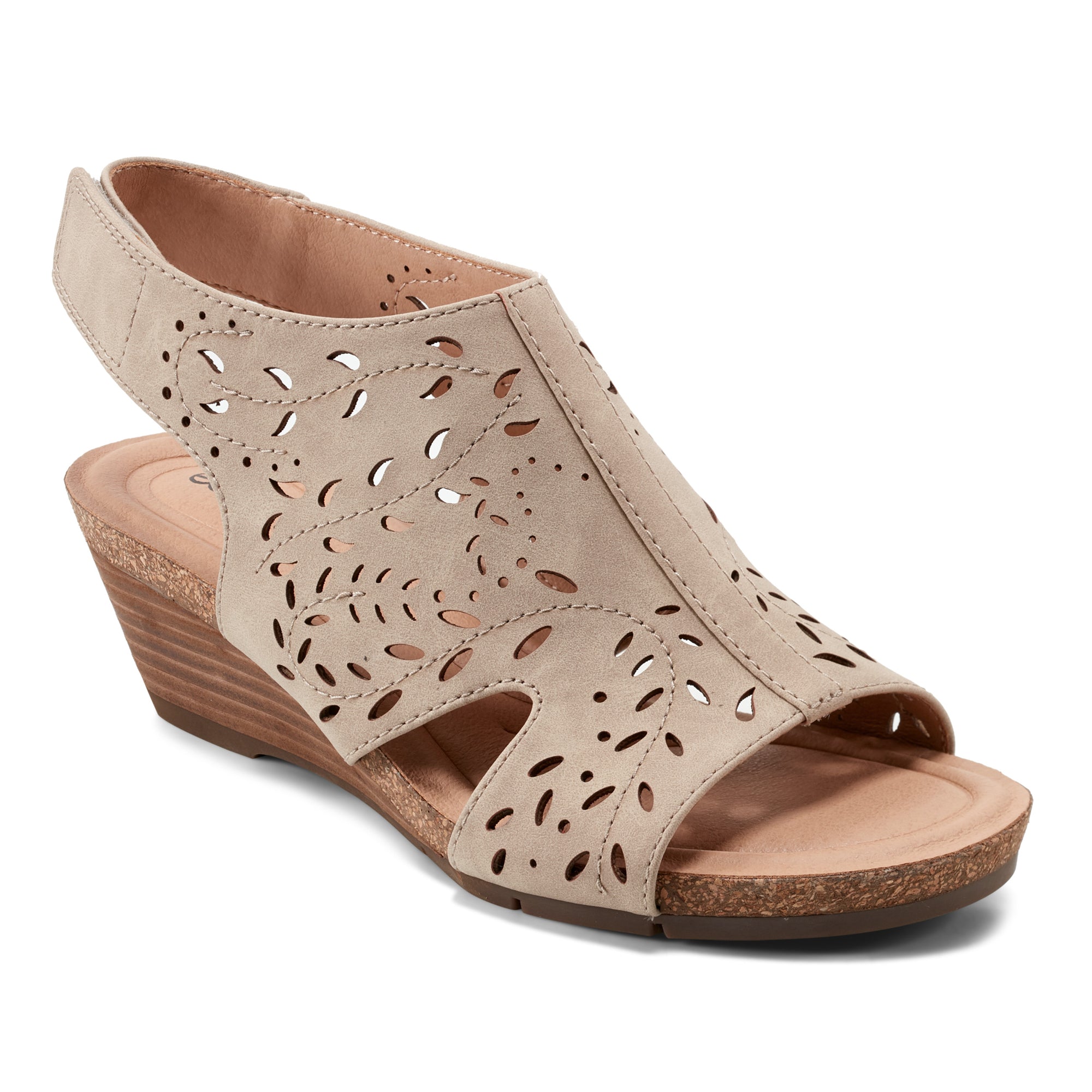 Halin Round Toe Slingback Wedge Sandals