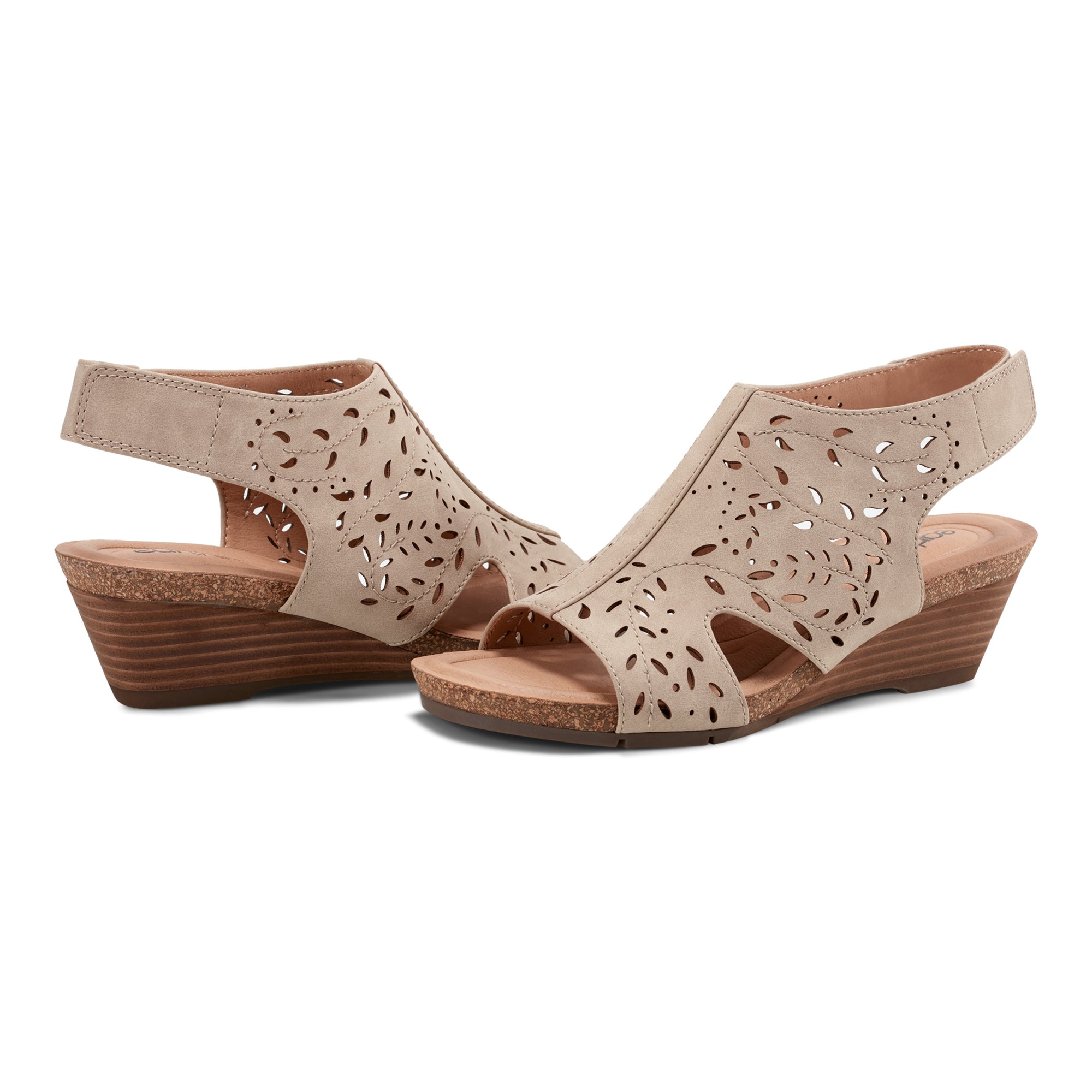 Halin Round Toe Slingback Wedge Sandals